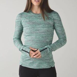 Lululemon Runderful Long Sleeve Space Dye Camo Forage Teal Black Size 10